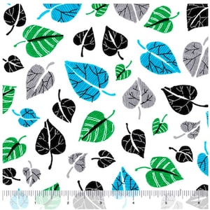 White leaf fabric by half yard, bright fabric, printed quilting cotton, leaves quilting fabric, floral sewing fabric, tropical leaf cotton