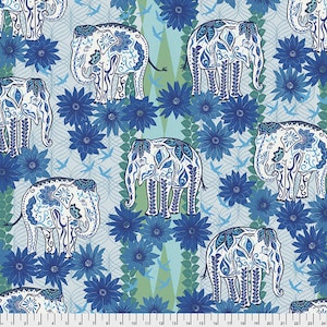 Tissu d&#39;éléphant par demi-cour, coton d&#39;éléphant, coton de courtepointe d&#39;éléphant, tissu de courtepointe d&#39;animaux sauvages, tissu de couture d&#39;esprit libre, enfants