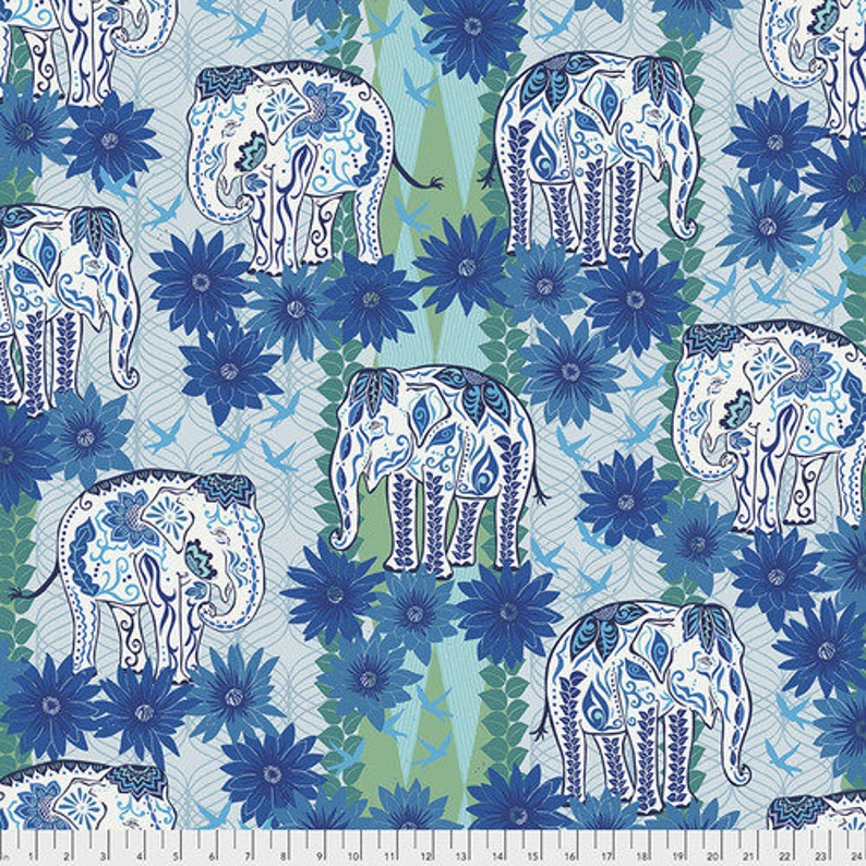Elephant Fabric by Half Yard Elephant Cotton Elephant Etsy