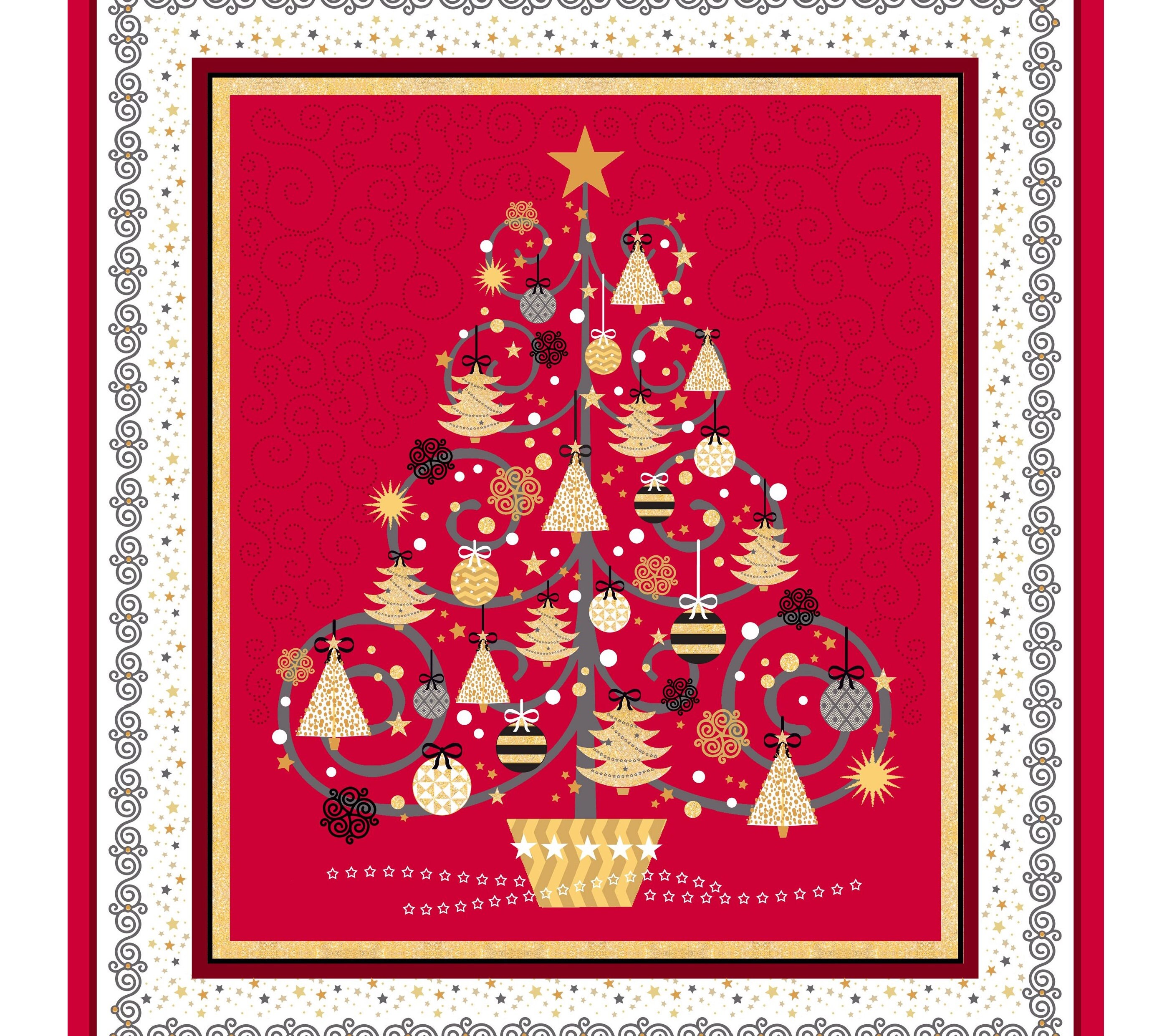 Christmas Tree Panel Fabric by the Yard Winter Panel Etsy