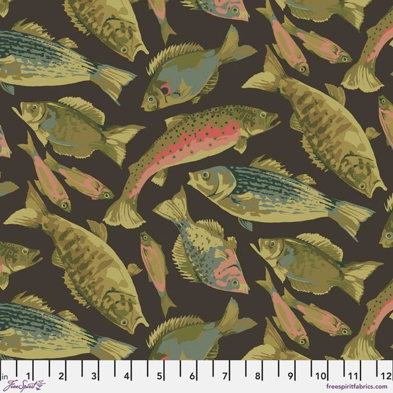 Fish Fabric by Half Yard, Ocean Fabric, Fish Quilting Cotton, Sea