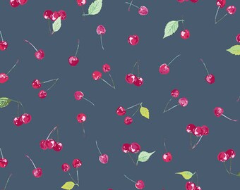 Cherry knit fabric by half yard, bright knit fabric, printed knit fabric, bright T-shirt fabric, berry knit sewing fabric, Art Gallery knit