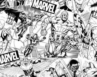 Avengers fabric by half yard, children fabric, printed quilting cotton, superhero quilting fabric, superhero sewing fabric, kids' fabric