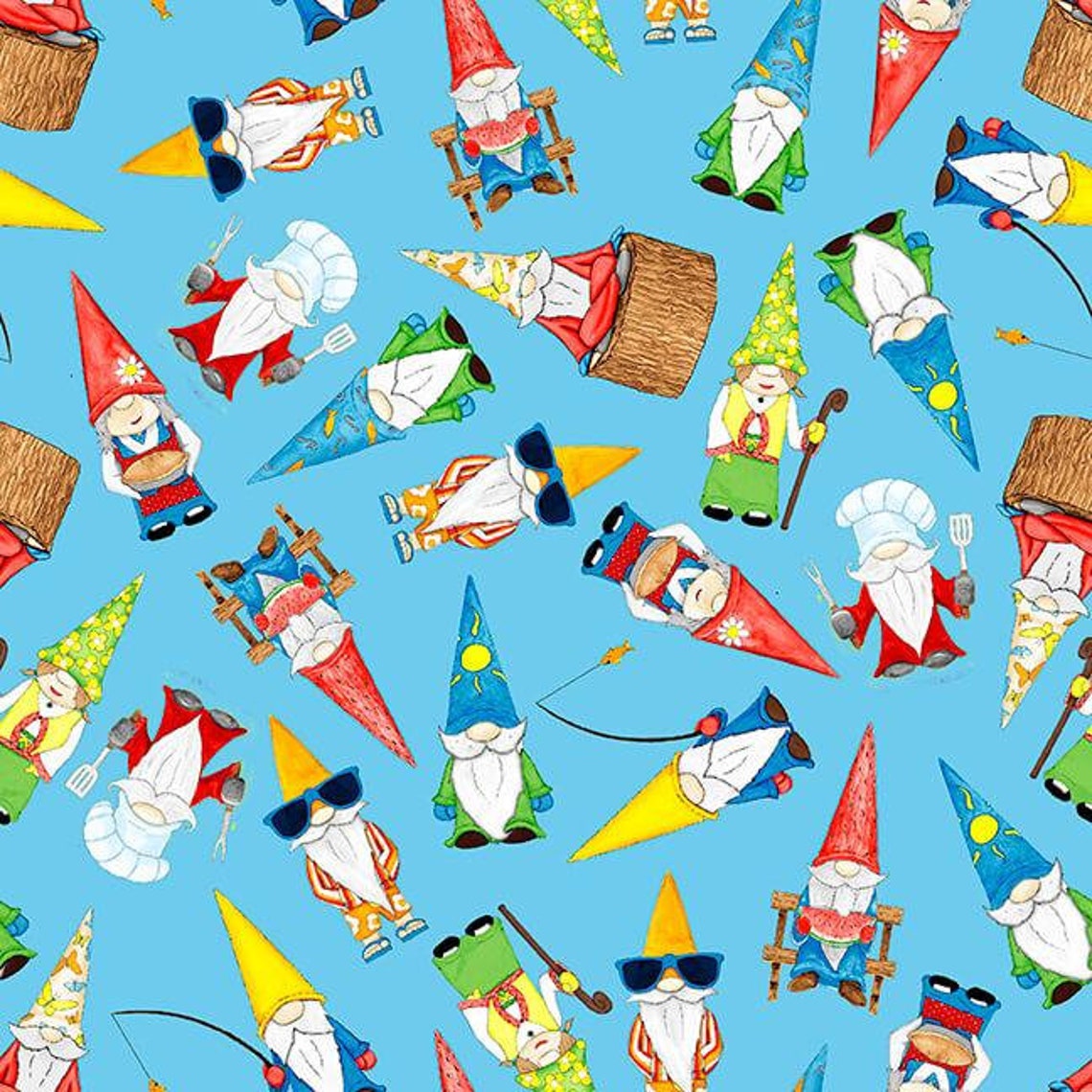 Gnome Fabric by Half Yard Gnome Cotton Decoration Quilting Etsy