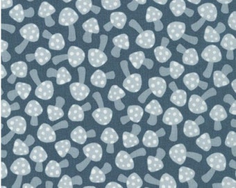 Mushroom fabric by half yard, mushroom cotton, grey quilting cotton, mushroom quilting fabric, nature sewing fabric, nature trail fabric