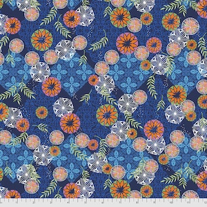Floral fabric by half yard, floral cotton, dark floral quilting cotton, neutral floral blender quilting fabric, Free spirit sewing fabric
