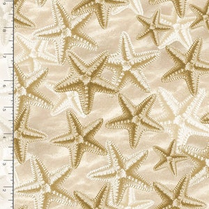 Starfish fabric by half yard, ocean fabric, printed quilting cotton, sea quilting fabric, starfish sewing fabric, sea cotton, nature fabric