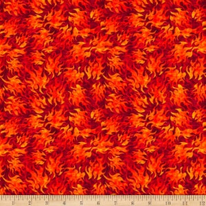 Flame fabric by half yard, biker fabric, flame printed quilting cotton, biker flames quilting fabric, men sewing fabric, fire fabric