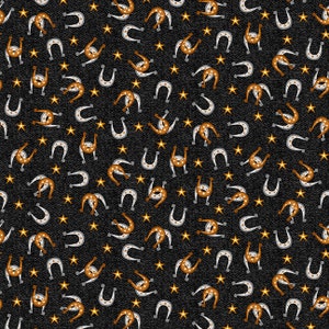 Western fabric by half yard, equesterian printed quilting cotton, cowboy quilting fabric, horse sewing fabric, horseshoe cotton fabric