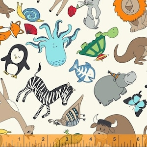 Toy fabric by half yard, toy cotton, baby quilting cotton, nursery quilting fabric, baby animal sewing fabric, baby toys fabric