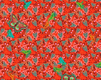 カエル生地 半ヤード、トロピカルフロッグキルティングコットン、蝶キルティング生地、フリースピリットトロピカルガーデンソーイング生地、子供用生地