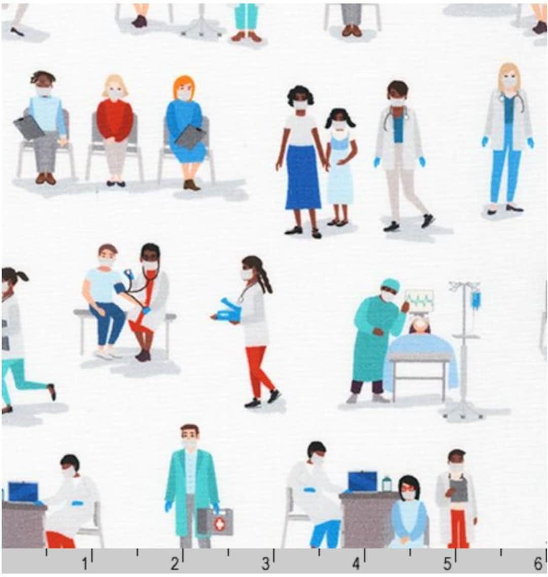 Medical Fabric by Half Yard Nurse Fabric Physician Printed Etsy