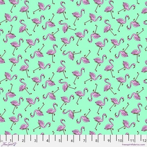 Flamingo fabric by half yard, pink bird fabric, printed quilting cotton, pink flamingo quilting fabric, small flamingo blue sewing fabric