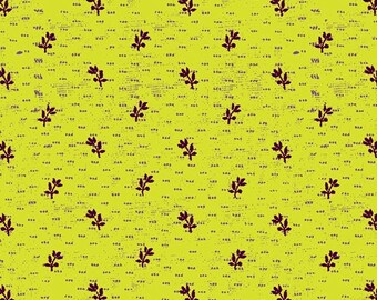 Green floral fabric by half yard, flower cotton, small floral quilting cotton, lime quilting fabric, flower sewing fabric, garden fabric