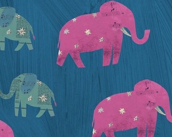 Elephant fabric by half yard, printed quilting cotton, starry elephant quilting fabric, nursery sewing fabric, kids fabric, baby fabric