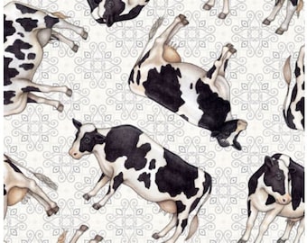 Farm fabric by half yard, homestead fabric, printed quilting cotton, cow quilting fabric, cow sewing fabric, milk cows, pasture fabric