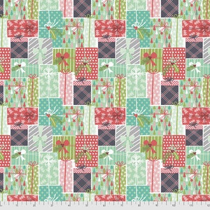 Christmas fabric by half yard, holiday cotton, winter quilting cotton, Christmas presents quilting fabric, Santa sewing fabric, winter