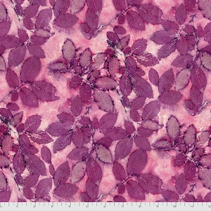 Leaves fabric by half yard, pink leaf cotton, rose leaf quilting cotton, plant quilting fabric, pink sewing fabric, Rose Leaf, nature fabric