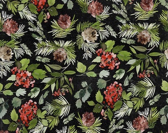 Christmas fabric by half yard, holiday cotton, winter quilting cotton, pine tree quilting fabric, winter sewing fabric, winter fabric