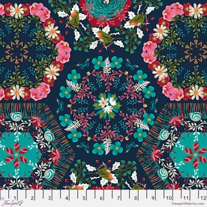 Snail fabric by half yard, floral cotton, nature quilting cotton, garden sewing fabric, nature fabric, Free Spirit snail fabric, flower