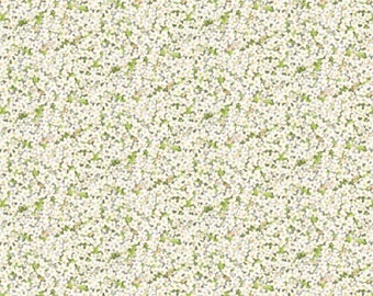 White floral fabric by half yard, flower cotton, small floral quilting cotton, white quilting fabric, flower sewing fabric, garden fabric