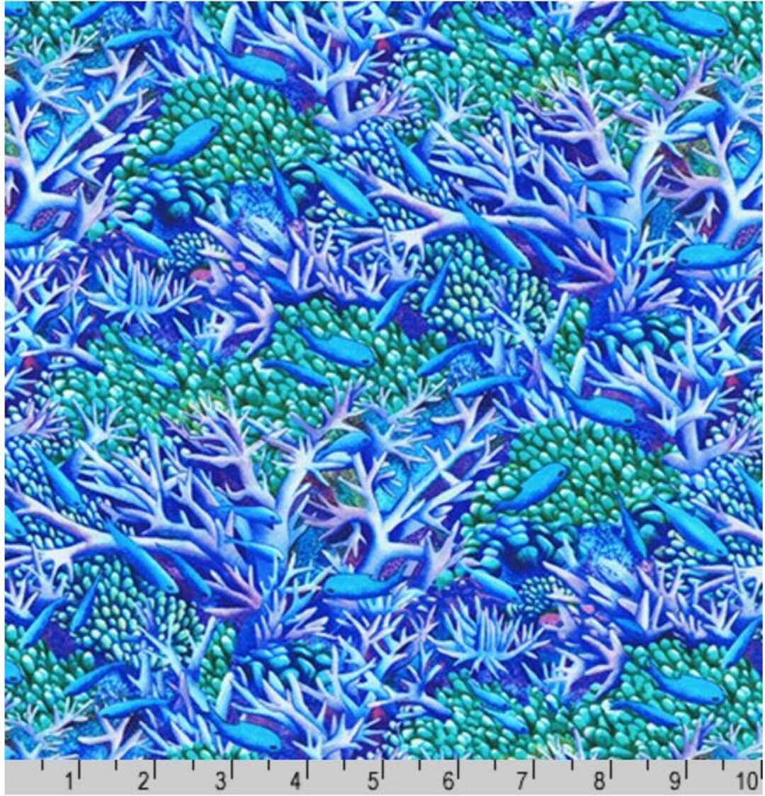 Ocean Fish Fabric by Half Yard, Ocean Fabric, Printed Quilting Cotton ...