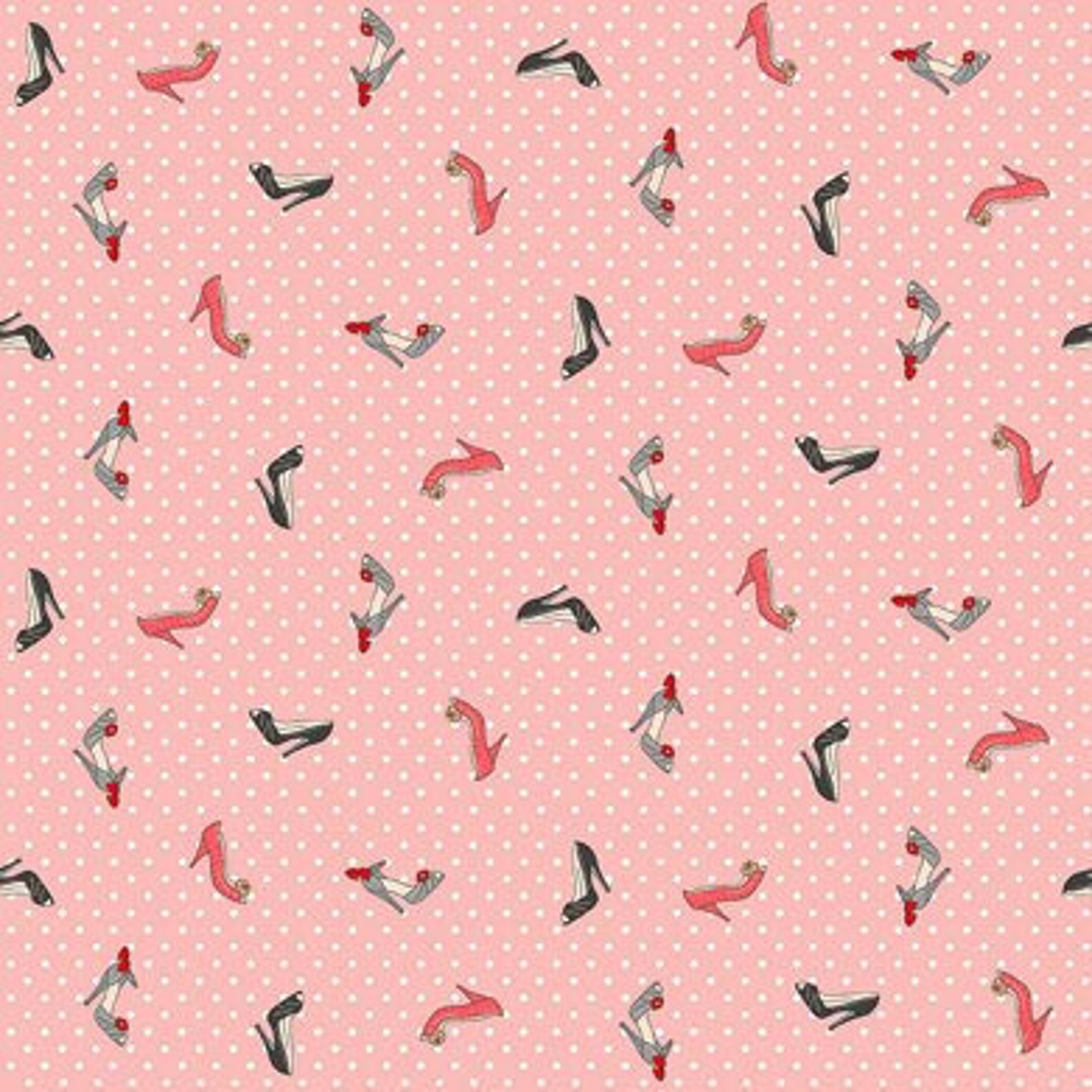 Shoe fabric by half yard pink shoes cotton novelty quilting | Etsy