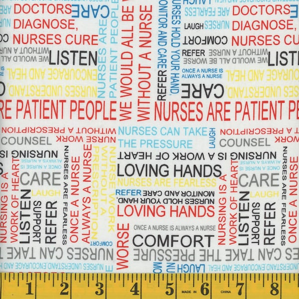 Medical fabric by half yard, nurse fabric, printed quilting cotton, paramedic quilting fabric, nurse sewing fabric, nurses lingo fabric