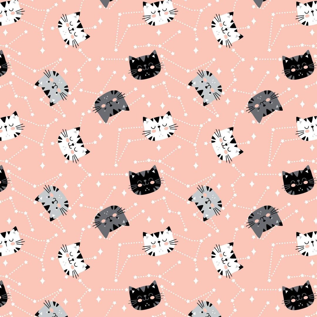 Cat Flannel Fabric, Space Flannel, Girl Flannel, Cat Sewing Flannel