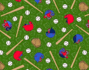 Baseball fabric by half yard, baseball bat print fabric, sports quilting cotton, men quilting fabric, manly sewing fabric, sport fabric
