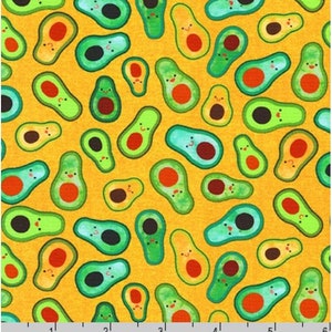 Veggie fabric by half yard, vegetables cotton, avocado quilting cotton, smiling avocado quilting fabric, veggie sewing fabric, food fabric