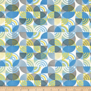 Geometrische blauwe stof door halve werf, blauwe blenderkatoen, vormen quiltkatoen, Quilting Treasures Delancey blauwe naaistof, blauwe mixer