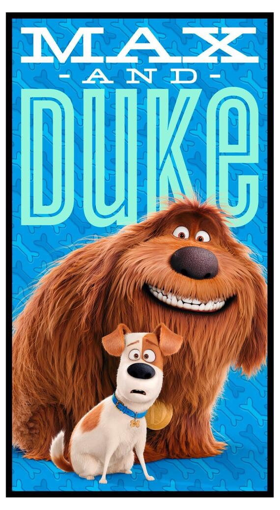 Secret Life Of Pets fabric panel, Max and Duke panel, Max quilting panel, Duke panel quilting fabric, children panel sewing fabric, dog