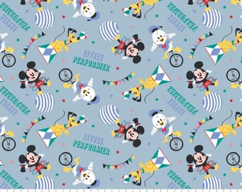 Mickey Mouse fabric by half yard, Mickey fabric, boy nursery printed quilting cotton, baby boy quilting fabric, blue baby sewing fabric