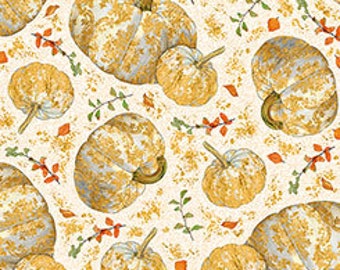 Tela de otoño por medio patio, tela con estampado de cosecha, algodón acolchado de otoño, tela acolchada de calabaza, tela de costura de cosecha, tela de calabaza