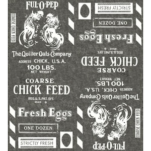 Farm fabric by half yard, hen fabric, printed quilting cotton, chicken quilting fabric, rooster sewing fabric, feed sak panel sewing fabric