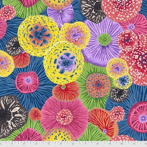 Ocean fabric by half yard, toadstool cotton, frog quilting cotton, nature quilting fabric, pond sewing fabric, water fabric, Free Spirit