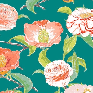 Floral fabric by half yard, flower quilting cotton, summer quilting fabric, Art Gallery floral sewing fabric, colourful large floral fabric