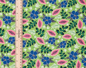 Floral fabric by half yard, flower cotton, Hibiscus quilting cotton, garden quilting fabric, sewing fabric, Tropical Lush summer fabric