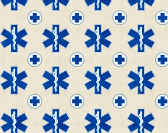 Medical fabric by half yard, nurse fabric, printed quilting cotton, paramedic quilting fabric, doctor sewing fabric, Quilting Treasures, EMS