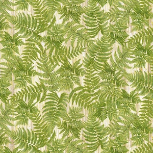 Fern leaves fabric by half yard, green fern cotton, fern quilting cotton, nature quilting fabric, green fern leaves sewing fabric, autumn