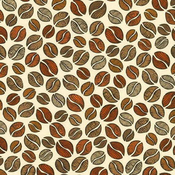 Coffee Fabric by Half Yard Coffee Beans Fabric Coffee Etsy