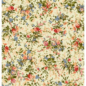 Floral fabric by half yard, small flower quilting cotton, summer quilting fabric, Maywood green floral sewing fabric, small floral fabric