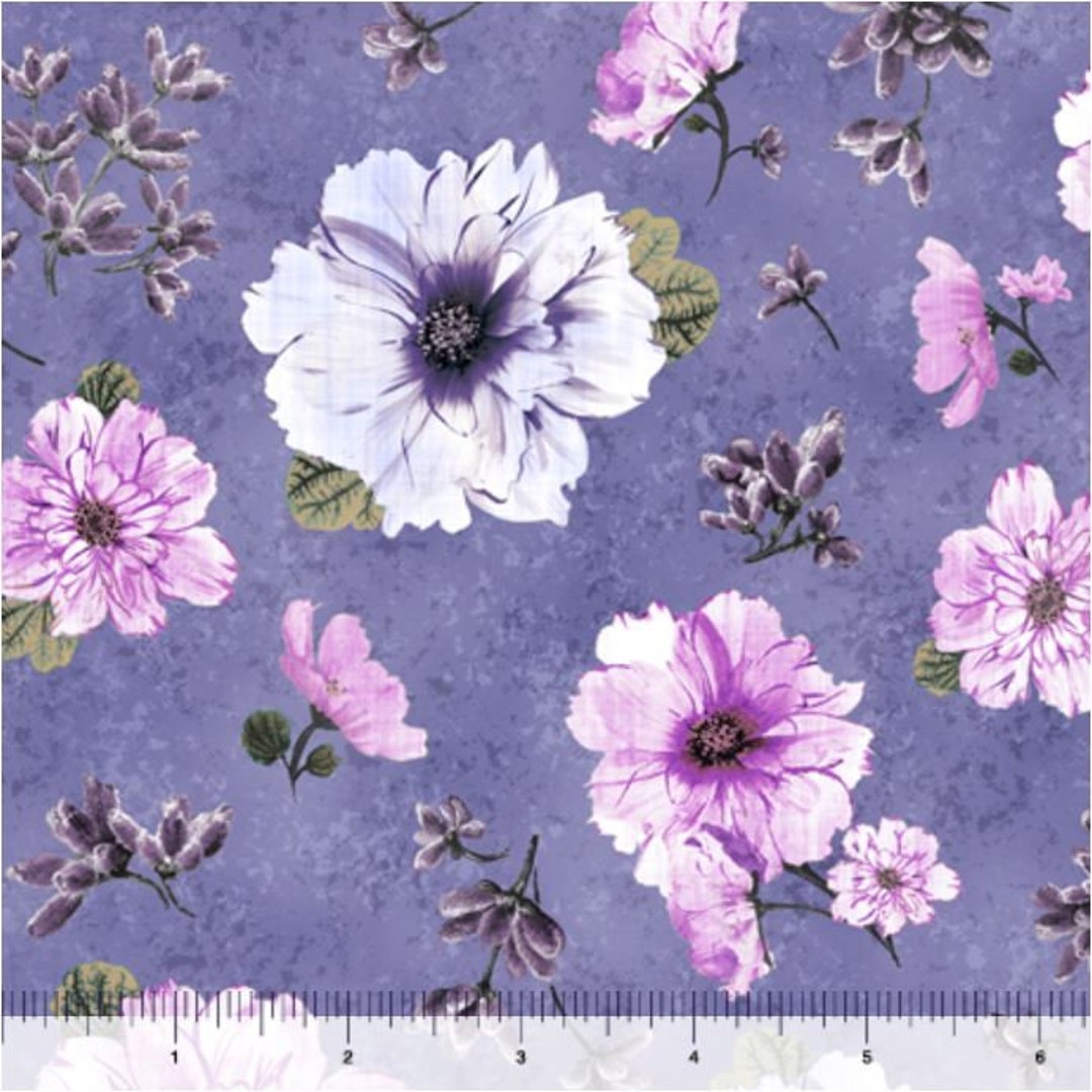Purple Floral Fabric by Half Yard Flower Cotton Violet Etsy