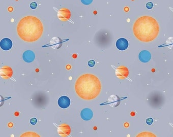 Rymdtyg per halv meter, planettyg, tryckt quiltningstyg i bomull, kosmos-quiltningstyg, universumsömnadstyg, Riley Blake NASA-planeter
