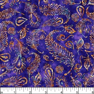 Feather fabric by half yard, blue feather quilting cotton, bird quilting fabric, feather sewing fabric, blue feather blender fabric