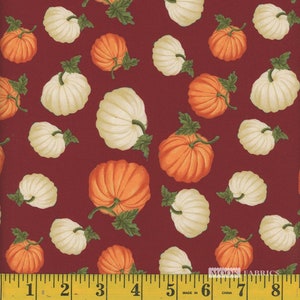 Pumpkin fabric by half yard, harvest cotton, fall harvest quilting cotton, autumn quilting fabric, red pumpkin sewing fabric, harvest fabric