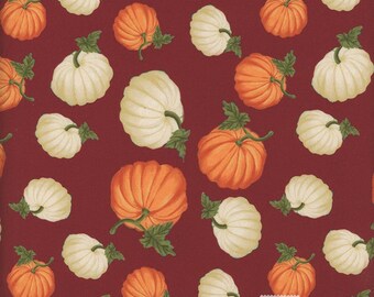 Tela de calabaza por media yarda, algodón de cosecha, algodón acolchado de cosecha de otoño, tela acolchada de otoño, tela de costura de calabaza roja, tela de cosecha