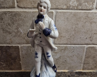 Meilyn Porcelain Figurine Victorian Style Blue White Man Vintage Collectible