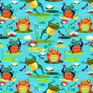 Tkanina żaba na pół jarda, tkanina dziecięca, bawełna do pikowania z nadrukiem, tkanina do pikowania żab, tkanina do szycia na lato, tkanina dziecięca, Blank Quilting